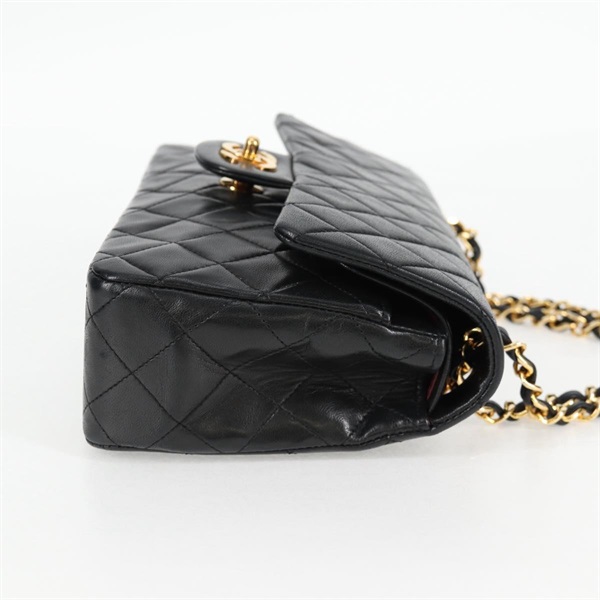CHANEL マトラッセ ダブルフラップダブルチェーン 23 1990年 ショルダーバッグ ブラック ゴールド ラムスキンの画像4