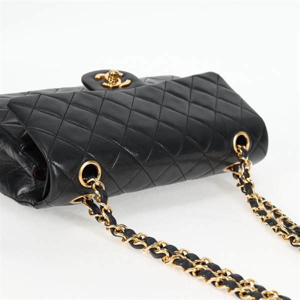 CHANEL マトラッセ ダブルフラップダブルチェーン 23 1990年 ショルダーバッグ ブラック ゴールド ラムスキンの画像5