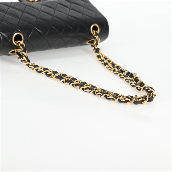 CHANEL マトラッセ ダブルフラップダブルチェーン 23 1990年 ショルダーバッグ ブラック ゴールド ラムスキンの画像6