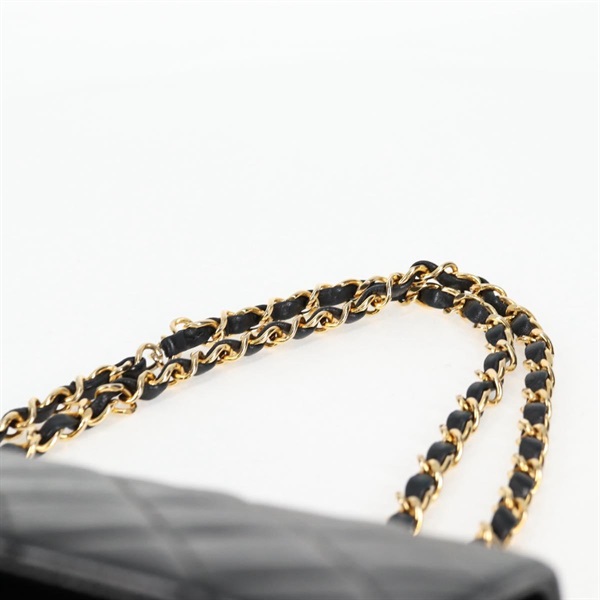 CHANEL マトラッセ ダブルフラップダブルチェーン 23 1990年 ショルダーバッグ ブラック ゴールド ラムスキンの画像8