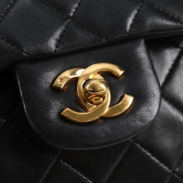 CHANEL マトラッセ ダブルフラップダブルチェーン 23 1990年 ショルダーバッグ ブラック ゴールド ラムスキンの画像15