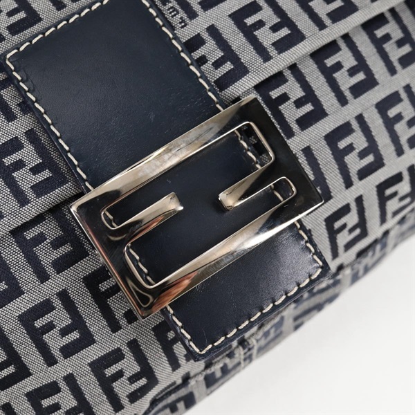 FENDI マンマバゲット ズッキーノ ショルダーバッグ ネイビー ブルー シルバー キャンバスの画像14