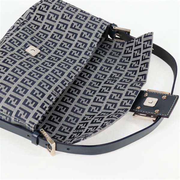 FENDI マンマバゲット ズッキーノ ショルダーバッグ ネイビー ブルー シルバー キャンバスの画像15