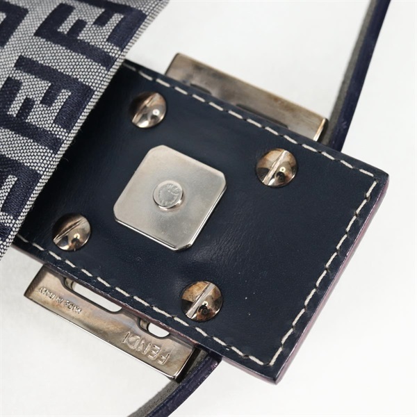 FENDI マンマバゲット ズッキーノ ショルダーバッグ ネイビー ブルー シルバー キャンバスの画像16