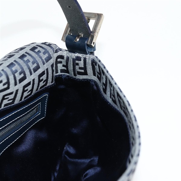 FENDI マンマバゲット ズッキーノ ショルダーバッグ ネイビー ブルー シルバー キャンバスの画像19