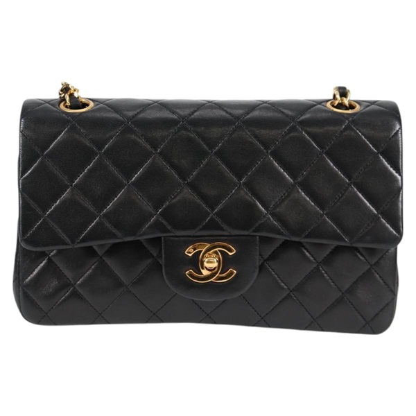 CHANEL マトラッセ ダブルフラップダブルチェーン 23 1990年 ショルダーバッグ ブラック ゴールド ラムスキンの画像1