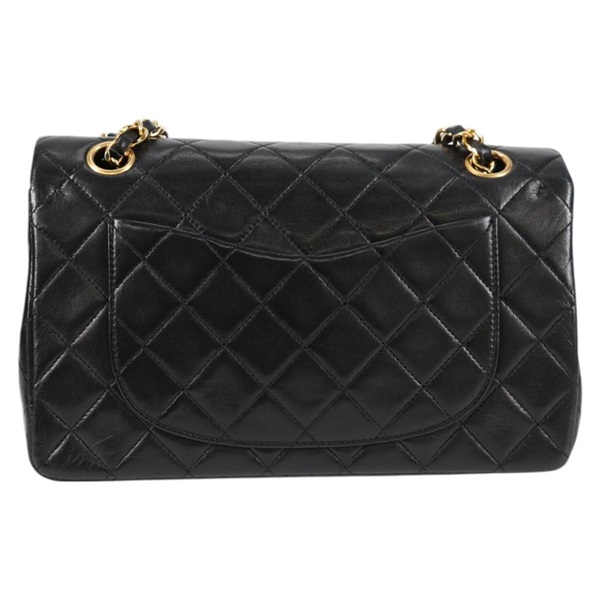 CHANEL マトラッセ ダブルフラップダブルチェーン 23 1990年 ショルダーバッグ ブラック ゴールド ラムスキンの画像2