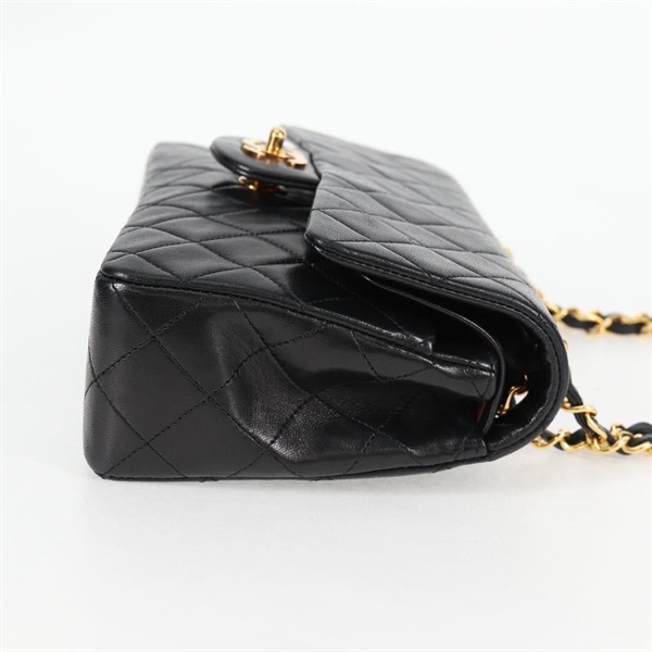 CHANEL マトラッセ ダブルフラップダブルチェーン 23 1990年 ショルダーバッグ ブラック ゴールド ラムスキンの画像4