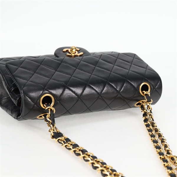 CHANEL マトラッセ ダブルフラップダブルチェーン 23 1990年 ショルダーバッグ ブラック ゴールド ラムスキンの画像5