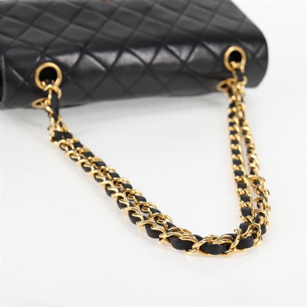 CHANEL マトラッセ ダブルフラップダブルチェーン 23 1990年 ショルダーバッグ ブラック ゴールド ラムスキンの画像6