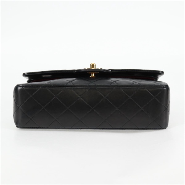CHANEL マトラッセ ダブルフラップダブルチェーン 23 1990年 ショルダーバッグ ブラック ゴールド ラムスキンの画像8
