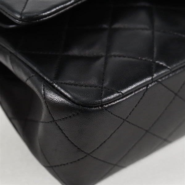 CHANEL マトラッセ ダブルフラップダブルチェーン 23 1990年 ショルダーバッグ ブラック ゴールド ラムスキンの画像9