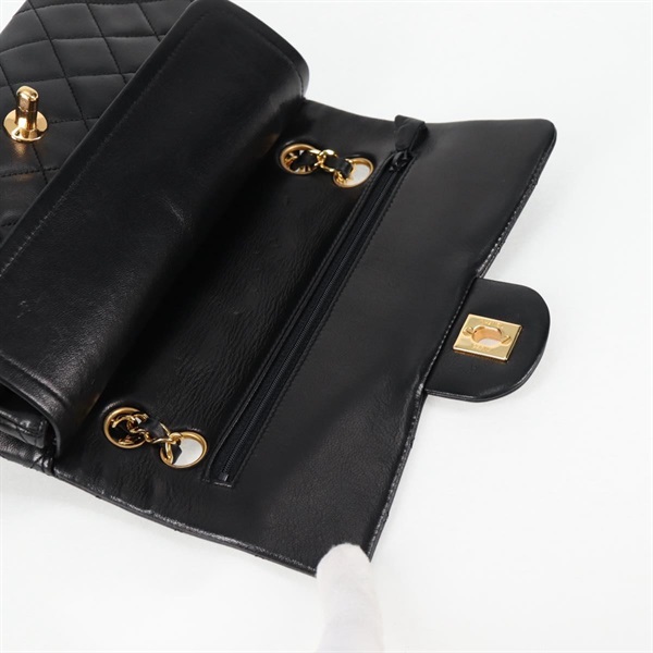 CHANEL マトラッセ ダブルフラップダブルチェーン 23 1990年 ショルダーバッグ ブラック ゴールド ラムスキンの画像14
