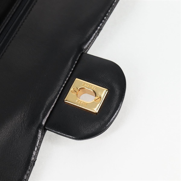 CHANEL マトラッセ ダブルフラップダブルチェーン 23 1990年 ショルダーバッグ ブラック ゴールド ラムスキンの画像15