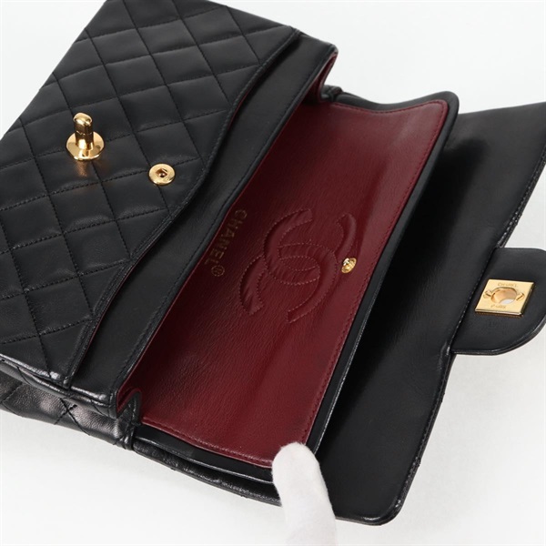CHANEL マトラッセ ダブルフラップダブルチェーン 23 1990年 ショルダーバッグ ブラック ゴールド ラムスキンの画像18
