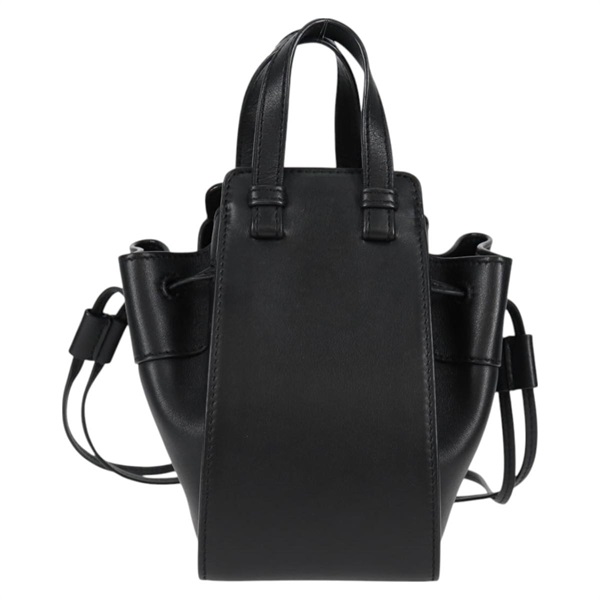 LOEWE ハンモック ミニドローストリング ショルダーバッグ ブラック シルバー レザーの画像3