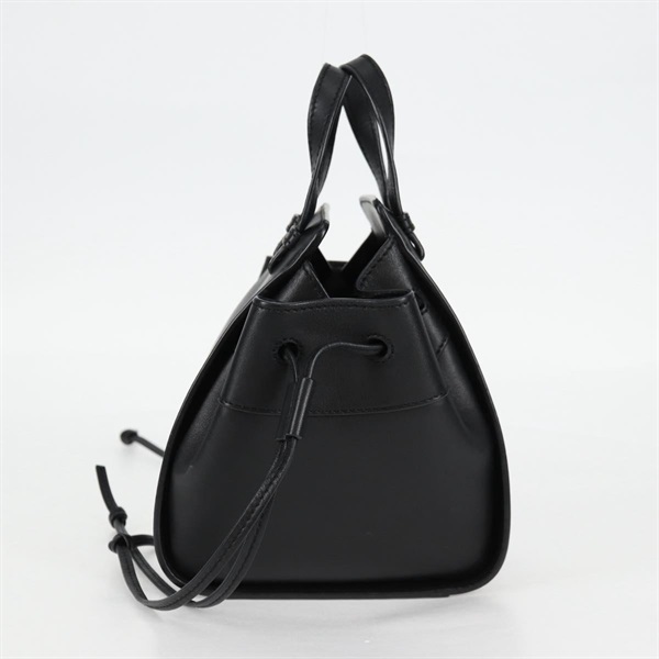 LOEWE ハンモック ミニドローストリング ショルダーバッグ ブラック シルバー レザーの画像4