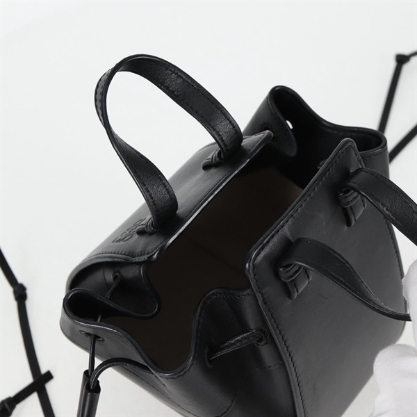 LOEWE ハンモック ミニドローストリング ショルダーバッグ ブラック シルバー レザーの画像6