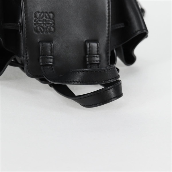 LOEWE ハンモック ミニドローストリング ショルダーバッグ ブラック シルバー レザーの画像7
