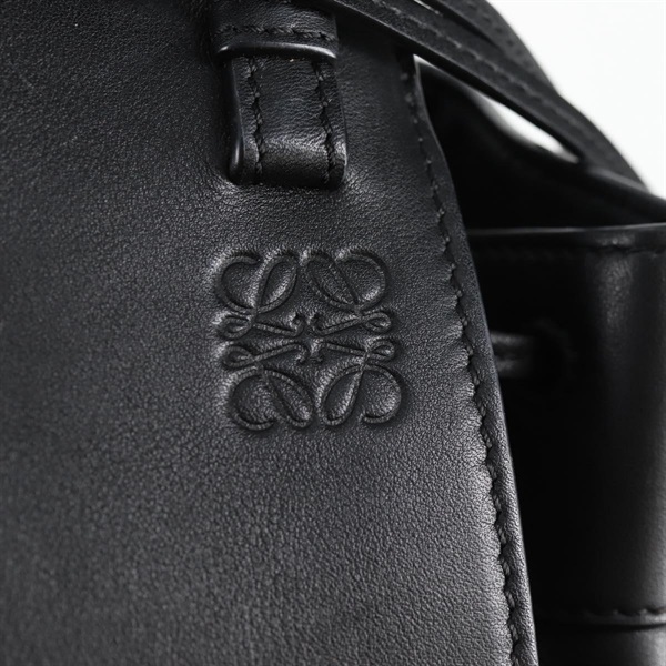 LOEWE ハンモック ミニドローストリング ショルダーバッグ ブラック シルバー レザーの画像14