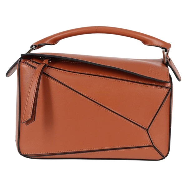 LOEWE パズル スモール ショルダーバッグ ブラウン シルバー レザーの画像1