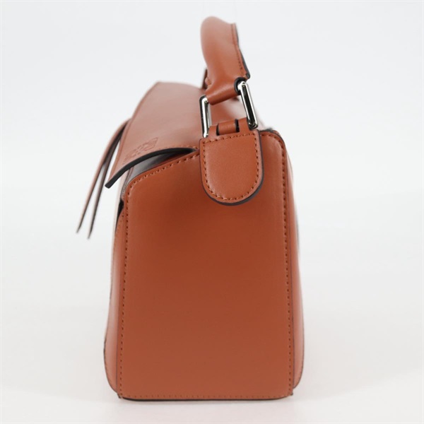 LOEWE パズル スモール ショルダーバッグ ブラウン シルバー レザーの画像3