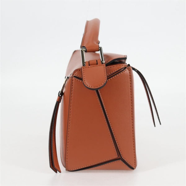 LOEWE パズル スモール ショルダーバッグ ブラウン シルバー レザーの画像4