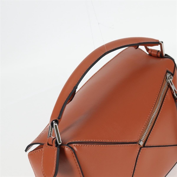 LOEWE パズル スモール ショルダーバッグ ブラウン シルバー レザーの画像5