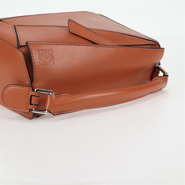 LOEWE パズル スモール ショルダーバッグ ブラウン シルバー レザーの画像6