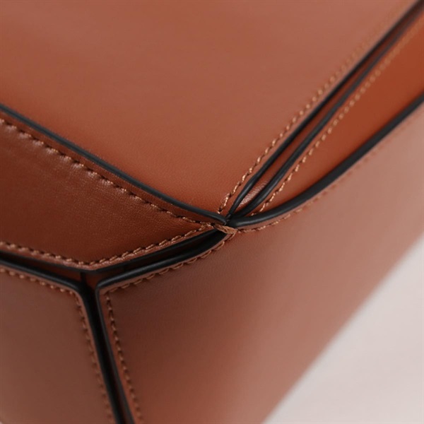 LOEWE パズル スモール ショルダーバッグ ブラウン シルバー レザーの画像9
