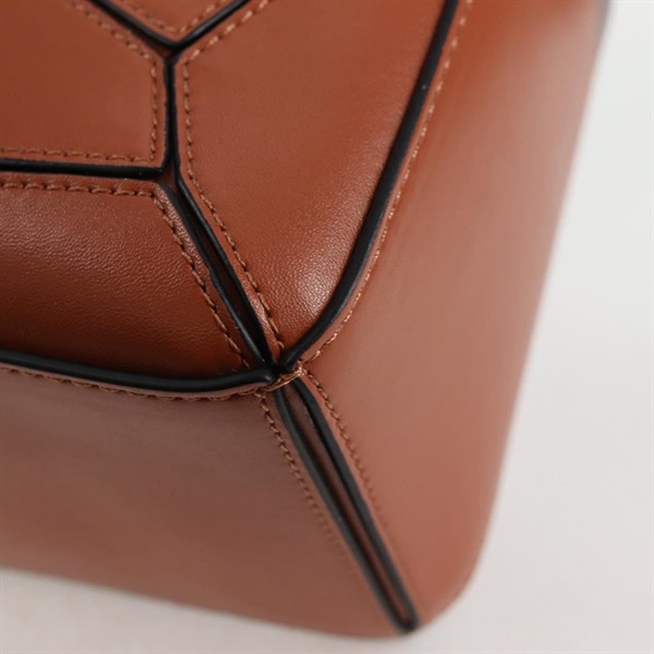 LOEWE パズル スモール ショルダーバッグ ブラウン シルバー レザーの画像10