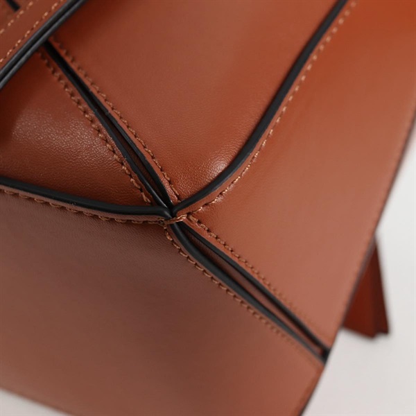 LOEWE パズル スモール ショルダーバッグ ブラウン シルバー レザーの画像12