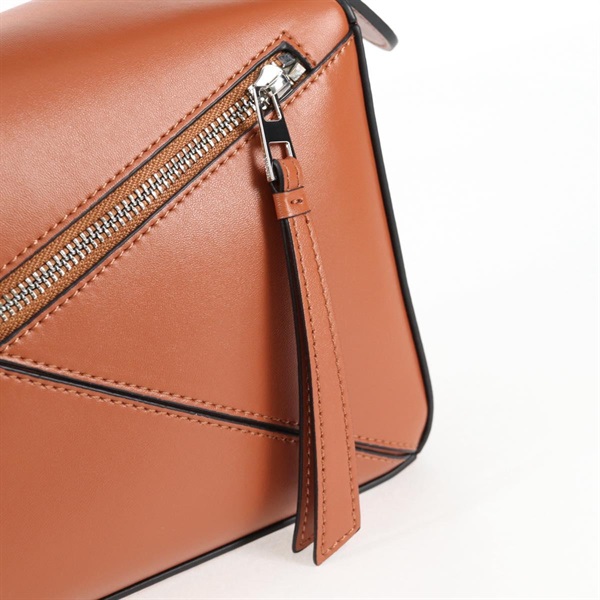 LOEWE パズル スモール ショルダーバッグ ブラウン シルバー レザーの画像14