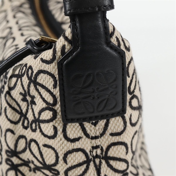 LOEWE アナグラム ショルダーバッグ ブラック ホワイト ゴールド キャンバスの画像14