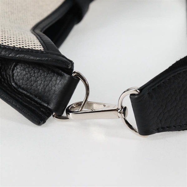 HERMES エヴリン3 PM 2014年 □R ショルダーバッグ ノワール ホワイト シルバー トワルアッシュの画像7
