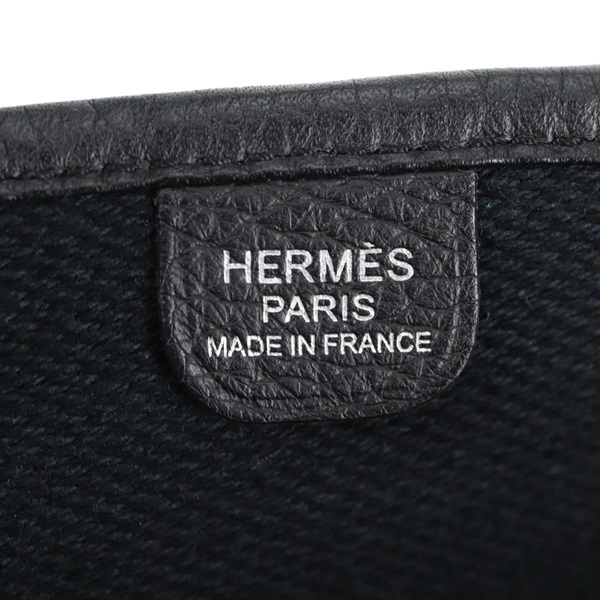 HERMES エヴリン3 PM 2014年 □R ショルダーバッグ ノワール ホワイト シルバー トワルアッシュの画像8