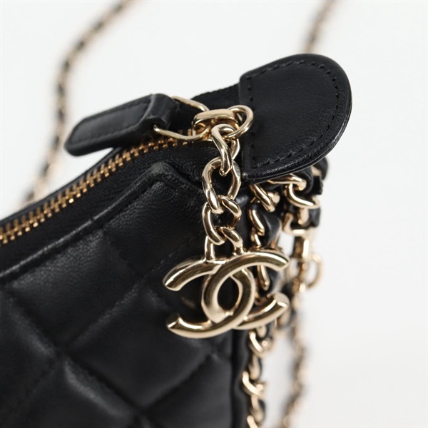 CHANEL マトラッセ スモールホーボー ショルダーバッグ AS3917 ブラック ゴールド ラムスキンの画像8