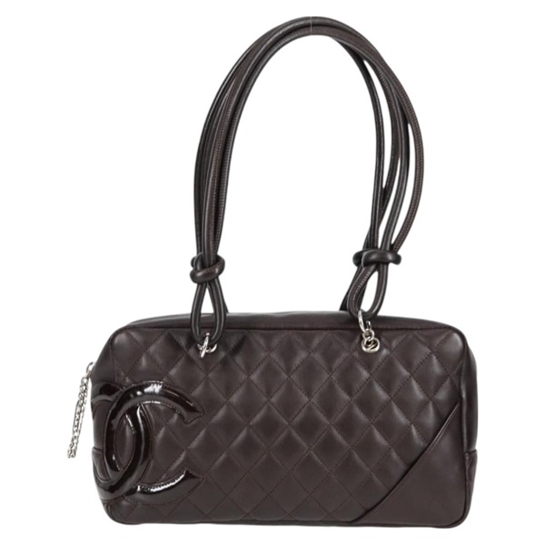 CHANEL カンボン ボストン 2006年 トートバッグ ブラウン ラムスキンの画像1