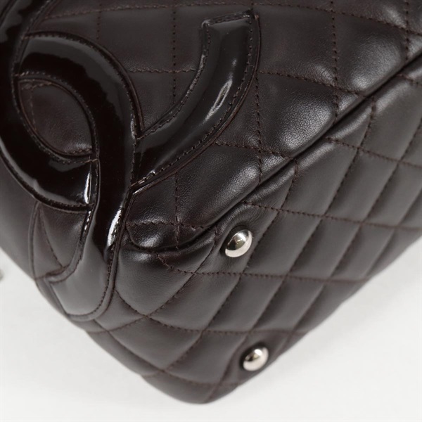 CHANEL カンボン ボストン 2006年 トートバッグ ブラウン ラムスキンの画像9