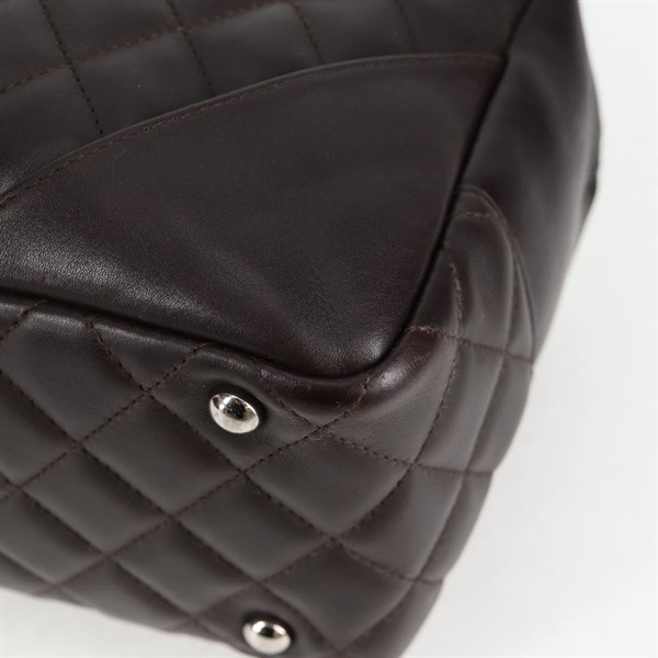 CHANEL カンボン ボストン 2006年 トートバッグ ブラウン ラムスキンの画像10