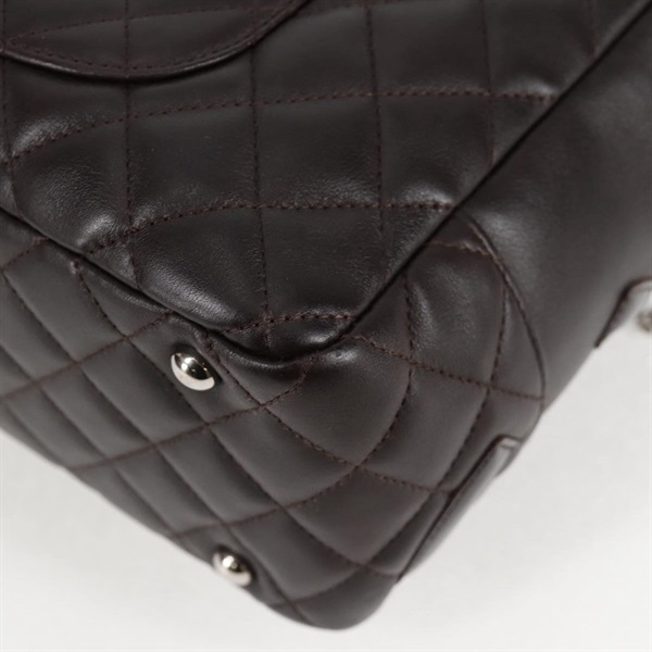 CHANEL カンボン ボストン 2006年 トートバッグ ブラウン ラムスキンの画像12