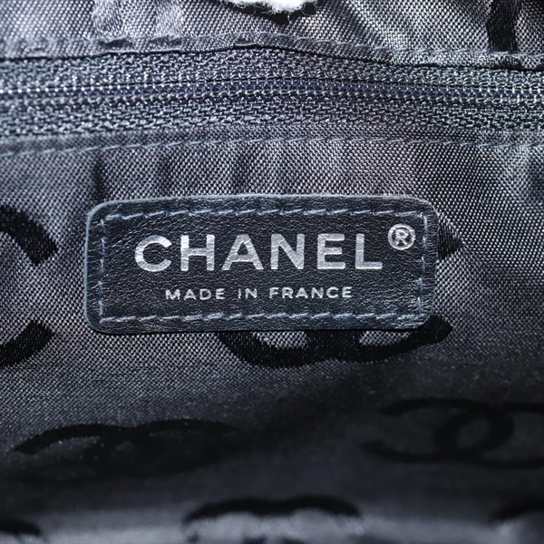 CHANEL カンボン ボストン 2004年 トートバッグ ベージュ ブラック シルバー ラムスキンの画像14