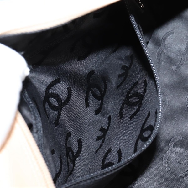 CHANEL カンボン ボストン 2004年 トートバッグ ベージュ ブラック シルバー ラムスキンの画像19
