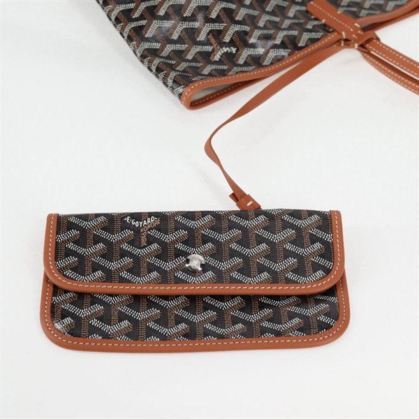 GOYARD サンルイ PM トートバッグ ブラウン ブラック シルバー PVCの画像16