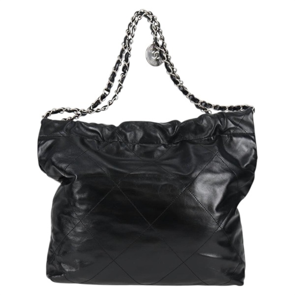 CHANEL シャネル22 スモール 2021年 トートバッグ ブラック ゴールド カーフスキンの画像2