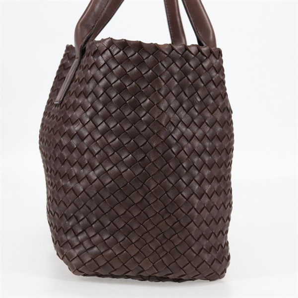 BOTTEGA VENETA イントレチャート カバPM トートバッグ ブラウン ゴールド レザーの画像2