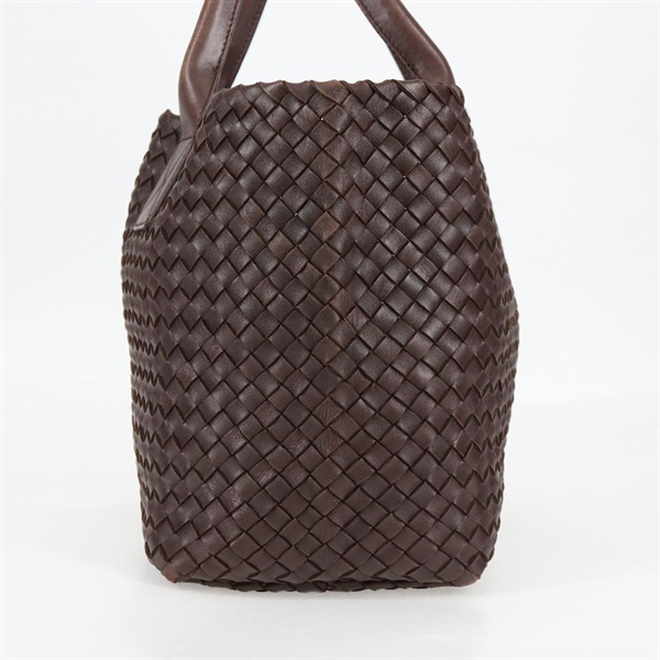 BOTTEGA VENETA イントレチャート カバPM トートバッグ ブラウン ゴールド レザーの画像3