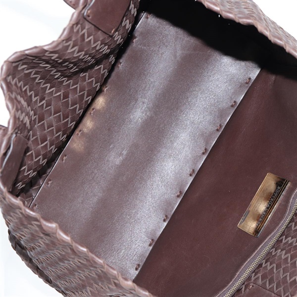BOTTEGA VENETA イントレチャート カバPM トートバッグ ブラウン ゴールド レザーの画像7