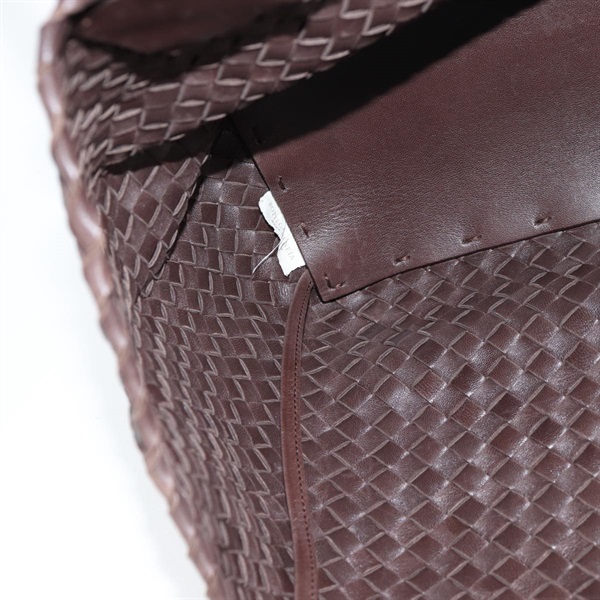 BOTTEGA VENETA イントレチャート カバPM トートバッグ ブラウン ゴールド レザーの画像8