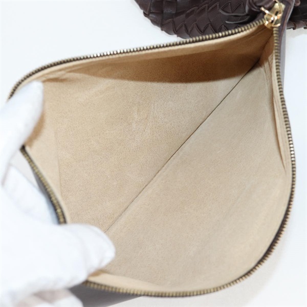 BOTTEGA VENETA イントレチャート カバPM トートバッグ ブラウン ゴールド レザーの画像11
